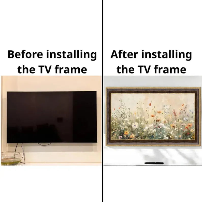 Elegant Brown & Gold bezel TV fMinimalist White edge TV framerame
