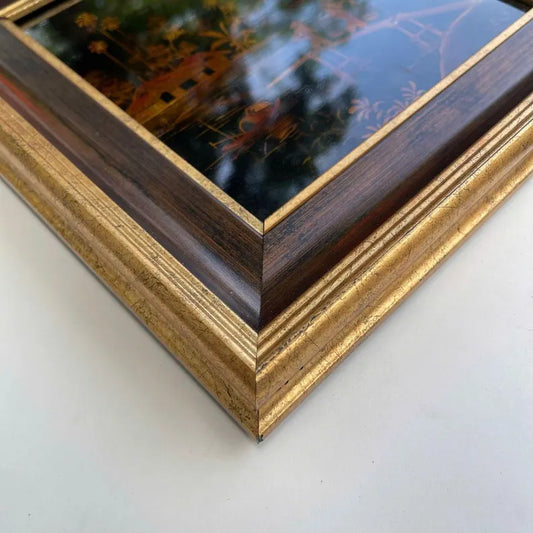 Elegant Brown & Gold bezel TV fMinimalist White edge TV framerame