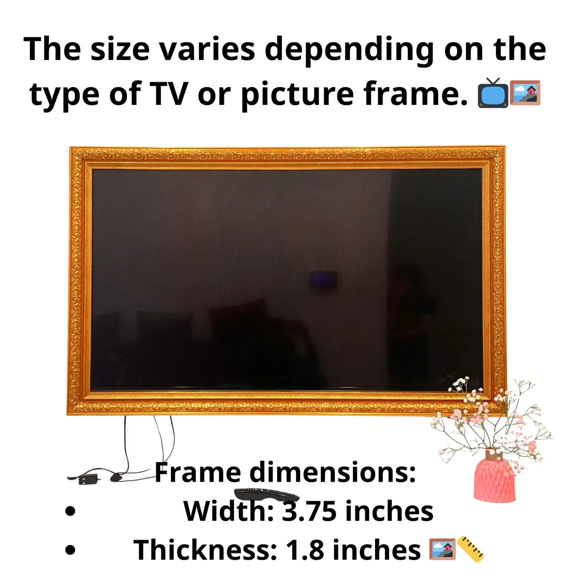 Elegant Gold Edge TV Frame, Samsung TV Frame Bezel, Custom Brand TV Frame, Customizable Handmade TV Frame L2219ML