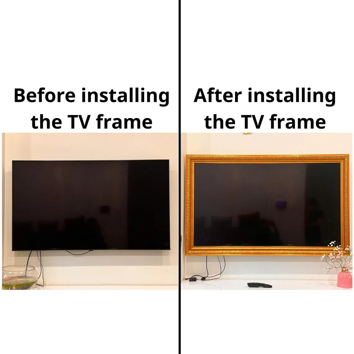 Elegant Gold Edge TV Frame, Samsung TV Frame Bezel, Custom Brand TV Frame, Customizable Handmade TV Frame L2219ML
