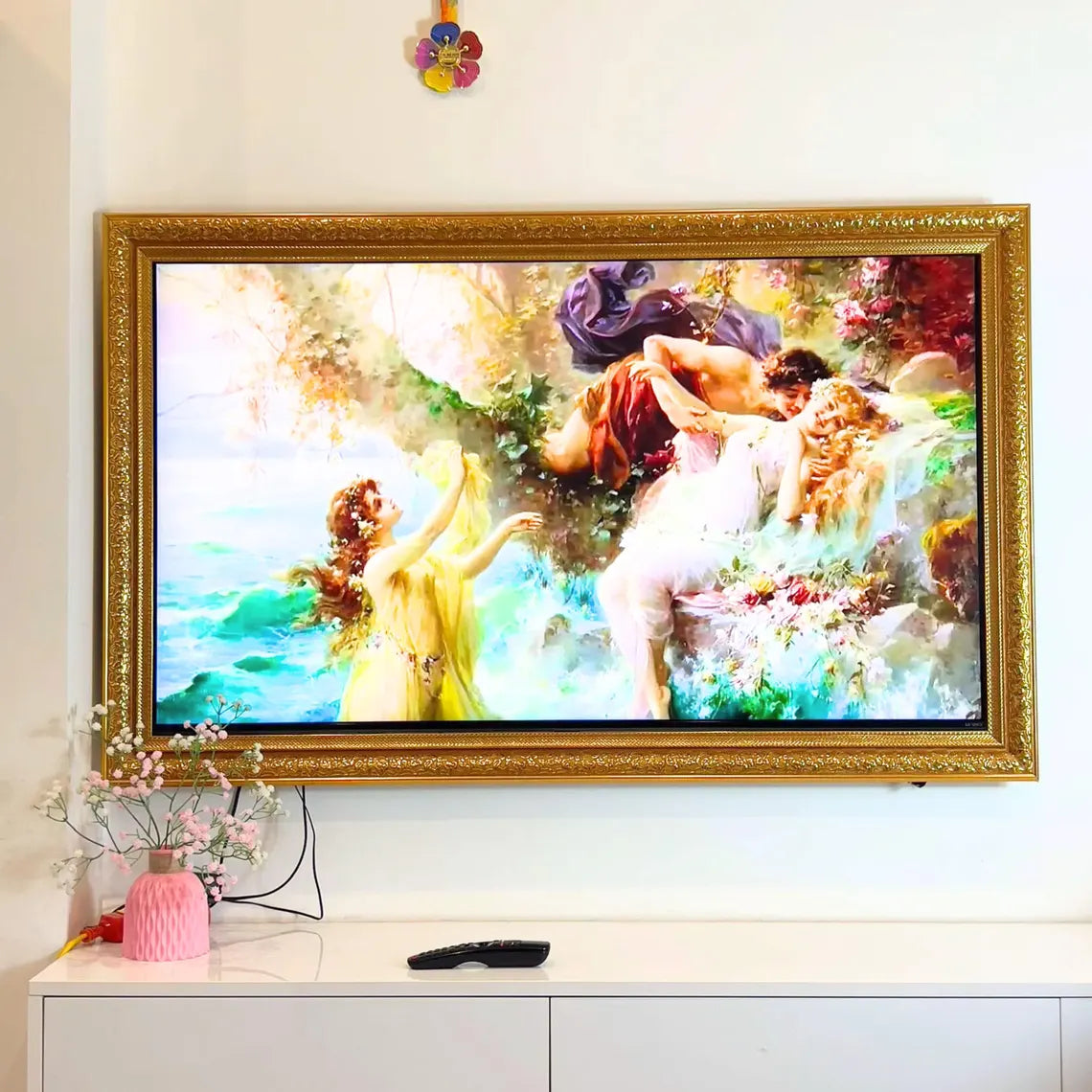 Elegant Gold Edge TV Frame, Samsung TV Frame Bezel, Custom Brand TV Frame, Customizable Handmade TV Frame L2219ML