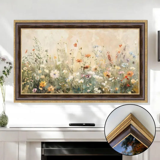 Elegant Brown & Gold bezel TV fMinimalist White edge TV framerame