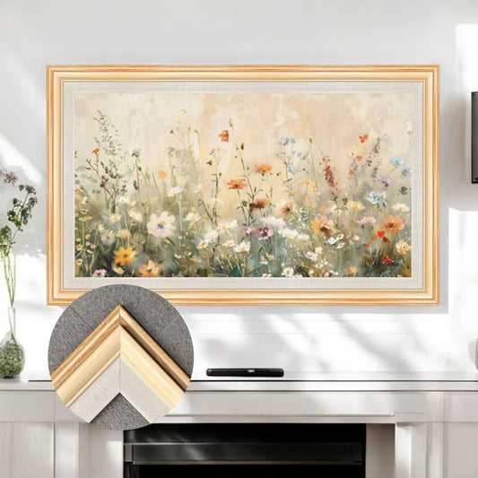 Minimalist Light Wood TV Frame, Natural Warm Tone, Nordic-Style TV Bezel, Handmade Natural-Look TV Frame L2232LV