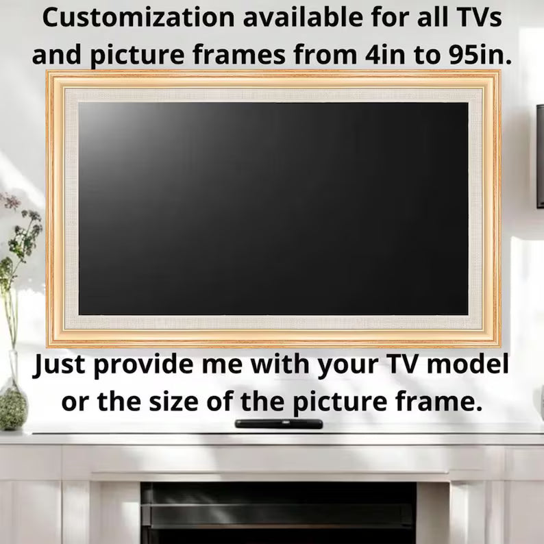 Minimalist Light Wood TV Frame, Natural Warm Tone, Nordic-Style TV Bezel, Handmade Natural-Look TV Frame L2232LV