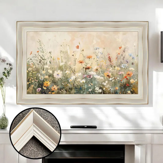 Elegant white gold bezel TV frame, samsung tv frame