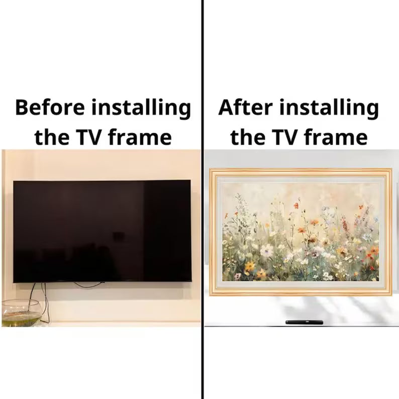 Minimalist Light Wood TV Frame, Natural Warm Tone, Nordic-Style TV Bezel, Handmade Natural-Look TV Frame L2232LV